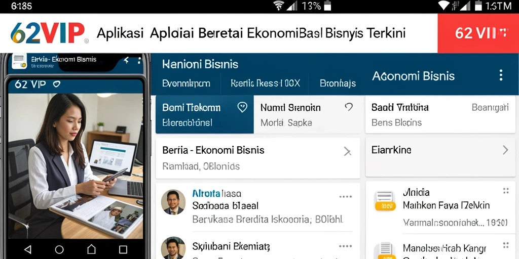 Antarmuka 62VIP menampilkan berita ekonomi secara jelas dan informatif.