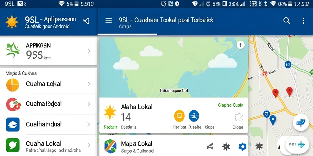 Antarmuka 9SL menampilkan informasi cuaca lokal yang jelas dan interaktif.