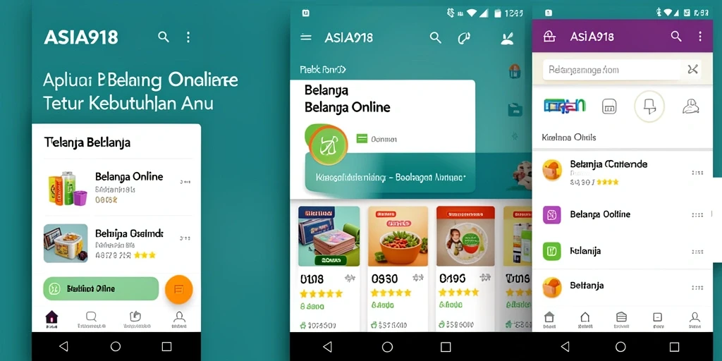 Antarmuka aplikasi ASIA918 yang menarik dan mudah digunakan untuk belanja online.