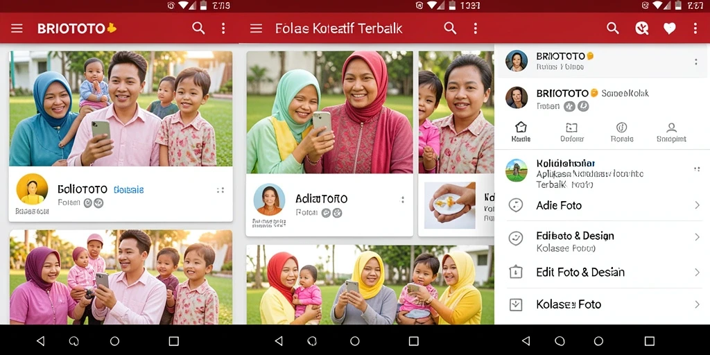 Tampilan antarmuka BRIOTOTO dengan fitur Kolase Foto yang menarik.