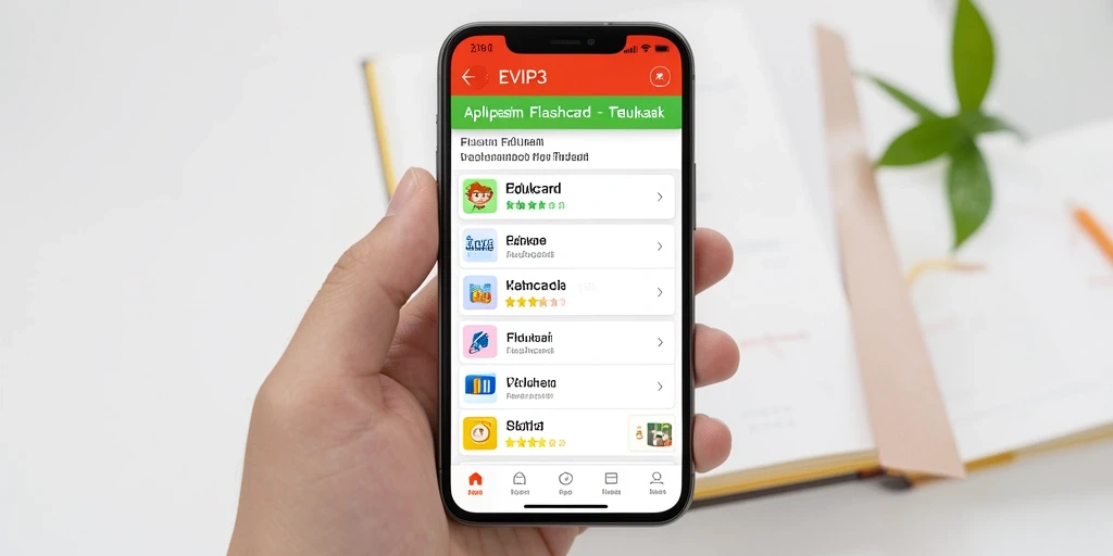 Tampilan antarmuka aplikasi EVIP3 dengan fungsi Flashcard yang intuitif.
