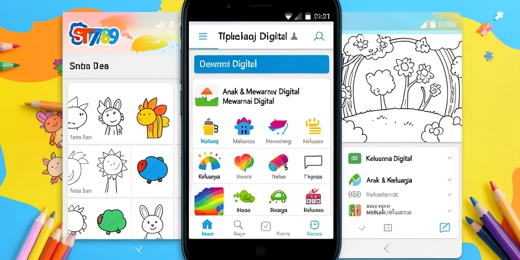 Antarmuka ST789 yang ramah anak dengan beragam pilihan gambar mewarnai.